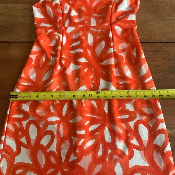 Trina Turk Halter Neck Dress Orange and White Size 6 - Picture 11 of 13